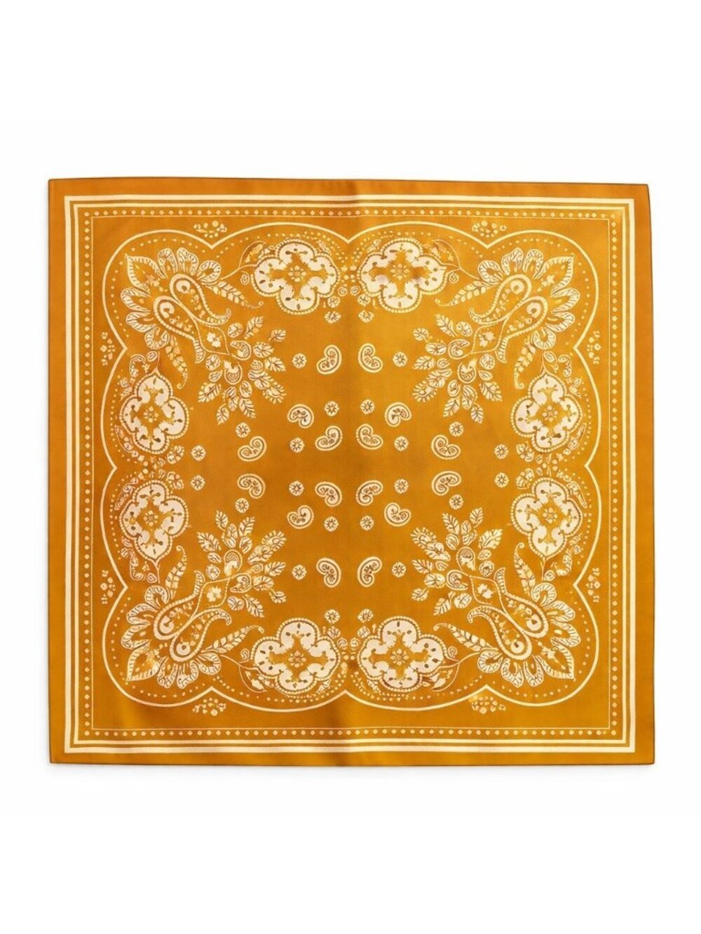 Gold Satin Paisley Scarf Bandana 26x26 Western Wild Rag
